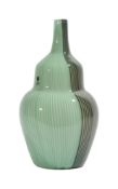 Designed by Carlo Scarpa (1906-1978) for Venini'Tessuti'green vase with cane decoration, etched