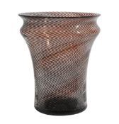Sergio Asti for Veniniclear glass vase with red spiral cane decoration, etched signature to base