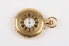 A Victorian 18ct gold half hunter pocket watch by Alonso Mearshallmarked London 1882, windowed