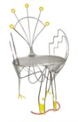 Riccardo Dalisi'Pavone'1986the chair of nickel plated and steel frame construction, with yellow