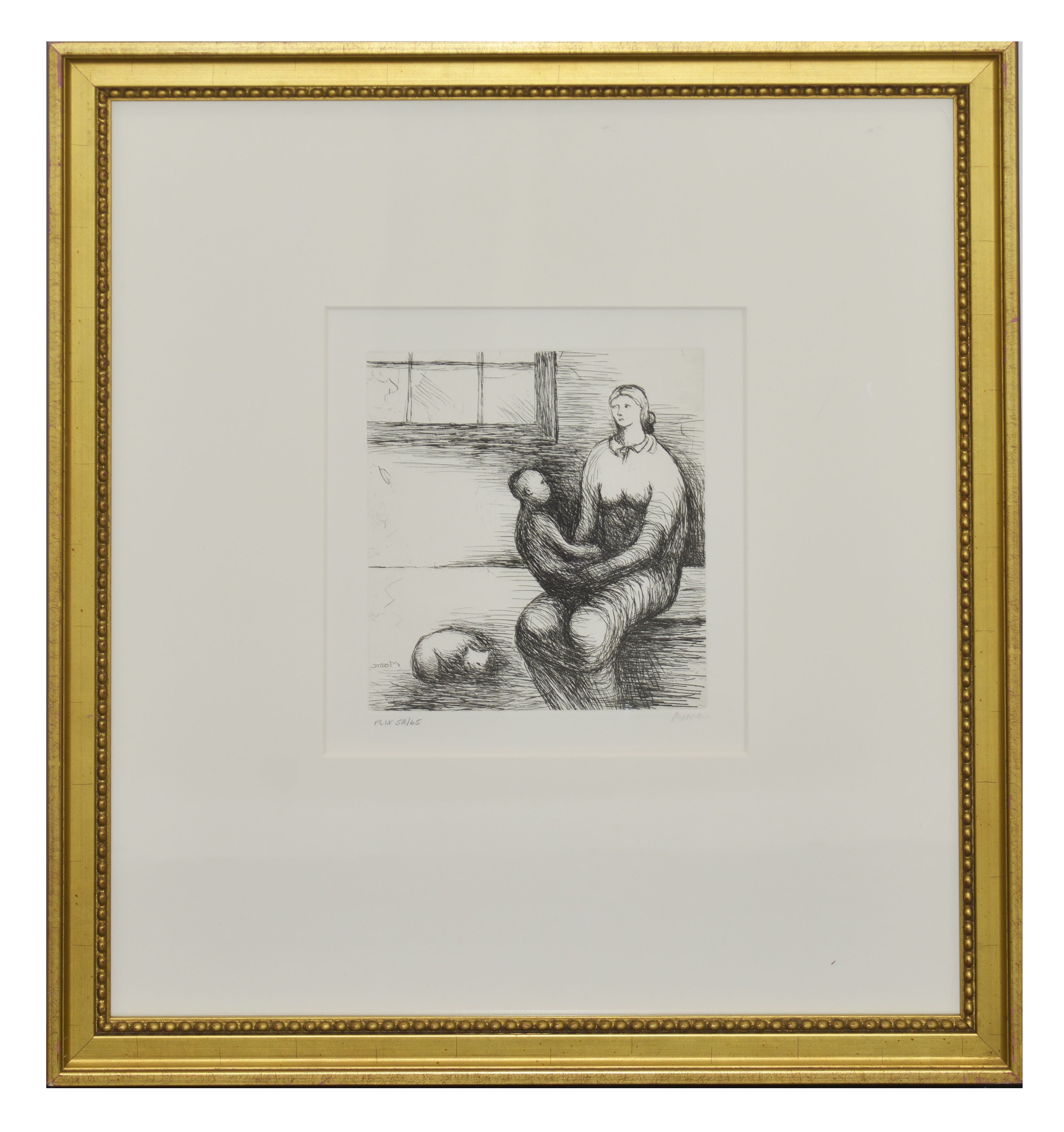 Henry Moore (1898-1986)
Mother and Child XI' 1983
signed in pencil lower left and numbered PLIX 58/