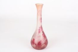 A large Legras pink cameo glass bottle vasethe bulbous body decorated with leaves and trailing