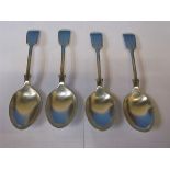 SET OF FOUR HALLMARKED SILVER SPOONS, SH