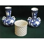 PAIR OF COALPORT BLUE AND WHITE CERAMIC