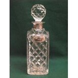 HALLMARKED SILVER MOUNTED GLASS DECANTER