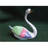 HEREND CERAMIC SWAN, APPROXIMATELY 14cm