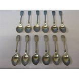 SET OF TWELVE HALLMARKED SILVER SPOONS,