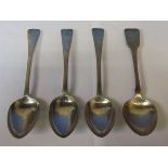 THREE HALLMARKED SILVER SPOONS PLUS ONE