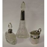 TWO SILVER MOUNTED PERFUME DECANTERS PLU