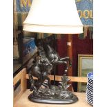 SPELTER MARLEY HORSE STYLE TABLE LAMP WI