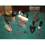 PARCEL OF VARIOUS VINTAGE GAS IRONS, FLA