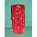 WHITEFRIARS STYLE RED GLASS SLEEVE VASE,