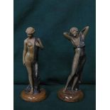 PAIR OF ART DECO STYLE BRONZE DECORATED