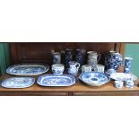PARCEL OF VARIOUS BLUE AND WHITE CHINA AND CERAMICS INCLUDING PLATES, VASES, JUGS, ETC.