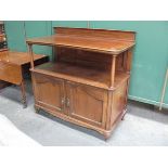 VICTORIAN MAHOGANY BUFFET UNIT WITH TWO CUPBOARD DOORS BELOW