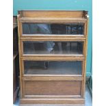 ARTS & CRAFTS STYLE OAK GLAZED SECTIONAL BOOKCASE