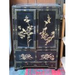 HEAVILY GILDED AND EBONISED TWO DOOR,