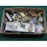 PARCEL OF VARIOUS COSTUME JEWELLERY VICTORIAN SILVER LOCKET,