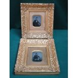 PAIR OF 19th CENTURY ORNATELY GILT FRAMED DAGUERREOTYPE STYLE PHOTOGRAPHS DEPICTING A LADY AND GENT