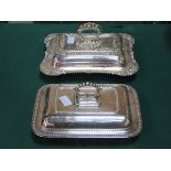 PAIR OF SILVER PLATED ENTREE DISHES WITH COVERS