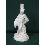 STAFFORDSHIRE STYLE GLAZED CERAMIC FIGURE FORM CANDLESTICK,