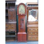 REPRODUCTION MAHOGANY GRANDMOTHER CLOCK WITH BRASS DIAL BY E.J.