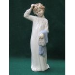 NAO GLAZED CERAMIC FIGURE- BOY WITH NIGHT SHIRT,