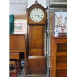 ANTIQUE OAK CASED LONGCASE CLOCK WITH CIRCULAR ENAMELLED DIAL, BY LITHERLAND & CO,