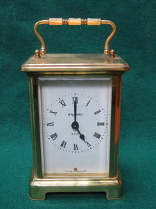 BAYARD BRASS AND GLASS CARRIAGE CLOCK