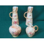 ROYAL WORCESTER HANDPAINTED BLUSH IVORY STORAGE POT WITH COVER.