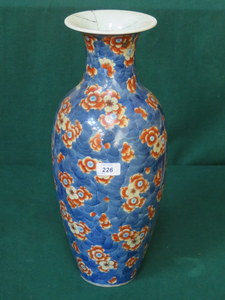 FLORAL DECORATED ORIENTAL STYLE GLAZED CERAMIC VASE,