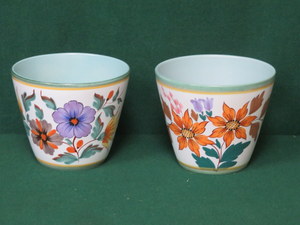 TWO GOUDA GLAZED CERAMIC PLANTERS- 'VIOLA ROSE' AND 'RIO'