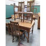 OAK BARLEY TWIST DRAW LEAF TABLE AND FOUR OAK BARLEY TWIST CHAIRS