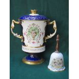 AYNSLEY HEAVILY GILDED TWO HANDLED URN WITH COVER COMMEMORATING THE LIFE OF PRINCESS DIANA