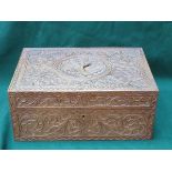 HEAVILY CARVED BURMESE STYLE TREEN STORAGE BOX