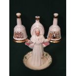 ROYAL DOULTON FIGURE (AT FAULT), TWO WADE BELLS WHISKEY DECANTERS,