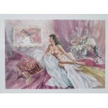 GORDON KING, FRAMED LIMITED EDITION PENCIL SIGNED POLYCHROME PRINT- UNTITLED,