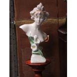 CONTINENTAL STYLE CERAMIC BUST ON REPRODUCTION TORCHERE STAND