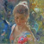 FRAMED OIL ON CANVAS AFTERNOON, CUATRO ESTACIONES V, SIGNED ROYO,