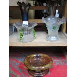 PAIR OF CARNIVAL GLASS VASES,