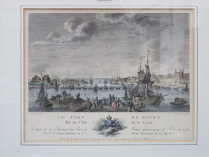 FRAMED POLYCHROME PRINT- LE PORT DE ROUEN,