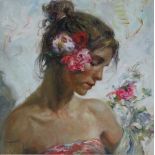 FRAMED OIL ON CANVAS- MORNING, CUATRO ESTACIONES IV, SIGNED ROYO,