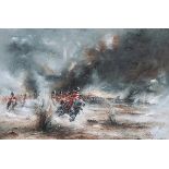DAVID CARTWRIGHT, FRAMED OIL ON CANVAS- SCOT GREYS CHARGE, BATTLE OF WATERLOO 1815,