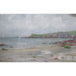 RALPH W. BARDILL, FRAMED WATERCOLOUR DEPICTING A COASTAL SCENE, APPROXIMATELY 17.5cm x 27.