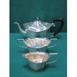 HALLMARKED SILVER THREE PIECE TEA SET, BIRMINGHAM ASSAY,