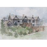 GEORGE THOMPSON, FRAMED WATERCOLOUR DEPICTING SPEKE HALL,