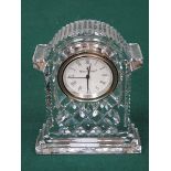 WATERFORD CRYSTAL MANTEL CLOCK, APPROXIMATELY 18.