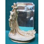 HEAVILY GILDED ART NOUVEAU STYLE FIGURE FORM FREE STANDING MIRROR,