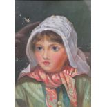 FRAMED OIL ON CANVAS DEPICTING A VICTORIAN GIRL, UNSIGNED,