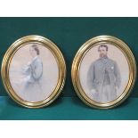 PAIR OF VICTORIAN STYLE UNSIGNED OVAL FRAMED PORTRAITS